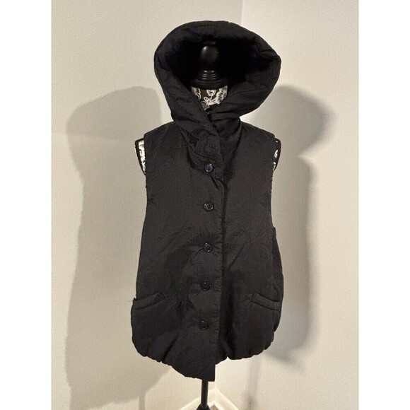 YACCO MARICARD FASHION PROJECT 1977 Vintage Oversized Black Nylon Hooded Vest 2 - Picture 2 of 6